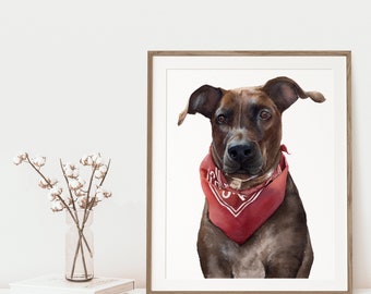 Custom Watercolor Pet Portrait, Hand Painted Dog Portrait, Pet Portrait From Photo
