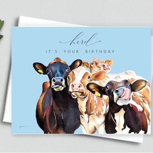 Herde Es ist Ihre Geburtstagskarte - Mit Silly Cows Print - 10,5x15,5 cm - Weißer Umschlag - Bauernhaus