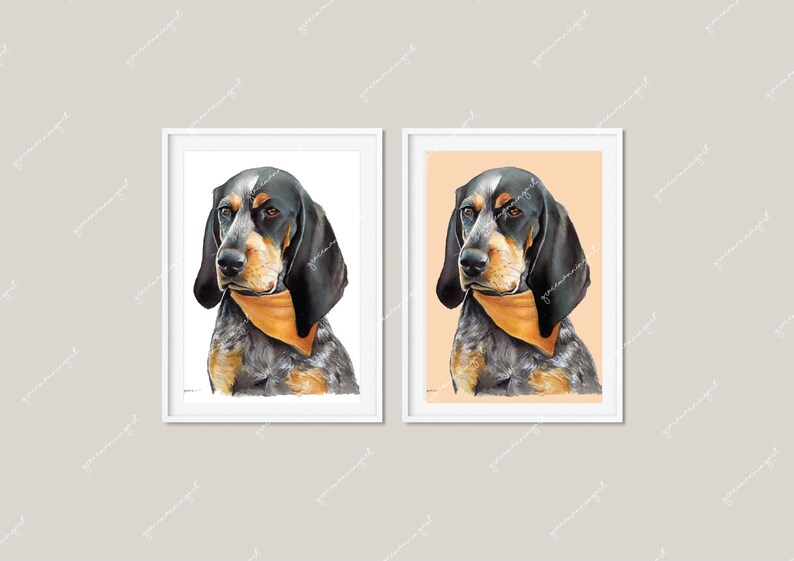 Smokey Watercolor Art Print Blue Tick Coon Hound Tennessee ...