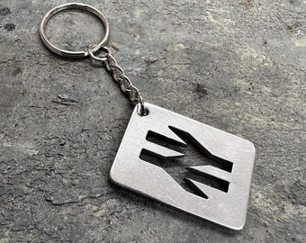 Small BR British Railway Double Arrows cutout Keyring gift for model rail enthusiast collector