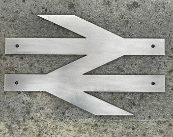 British Rail Double Arrows Sign, Steel Replica, Train Enthusiast Gift