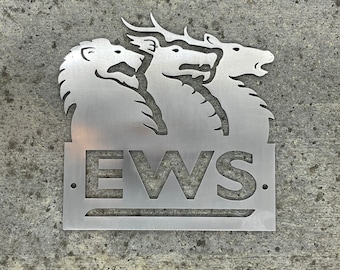 EWS British Railway Replica Sign, Polished Steel Finish