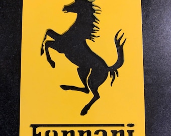 Yellow Ferrari logo replica sign for mancave or gift present