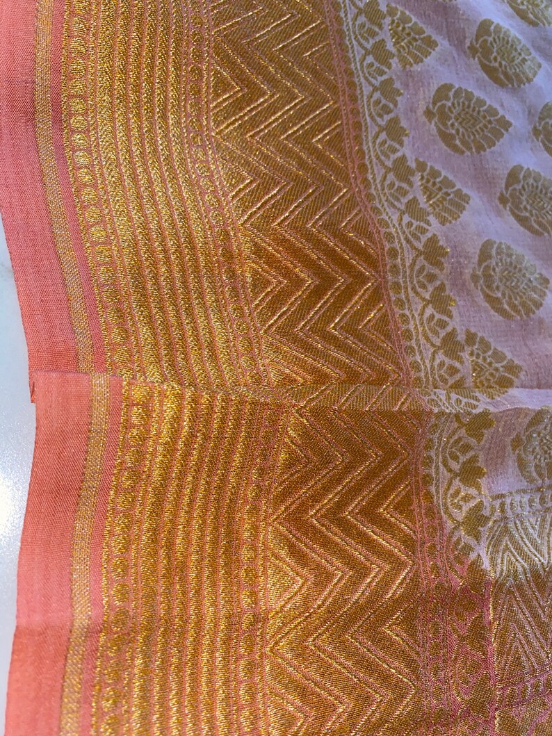 bridesmaids Gift for her Peach Saree wedding Saree handloom saree Christmas Gift Pure Georgette khaddi Banarasi saree gold zari saree