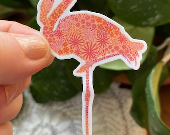 Pegatina de flamenco floral: vinilo impermeable, regalo ideal