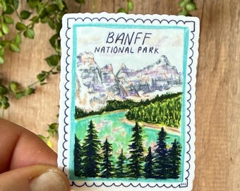 Pegatina del Parque Nacional Banff: Banff, pegatinas para equipaje, regalos para actividades al aire libre, vinilo impermeable
