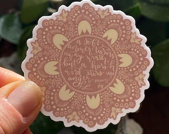 Proverbs 15, Bible Proverbs, Bible Verse Sticker, Waterproof Vinyl Sticker, Water bottle Sticker, Laptop Decal, Bible Sticker, Bible Verse
