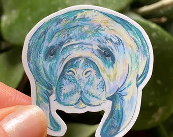 Manatee Skizze Aufkleber: Wasserfester Vinyl Aufkleber