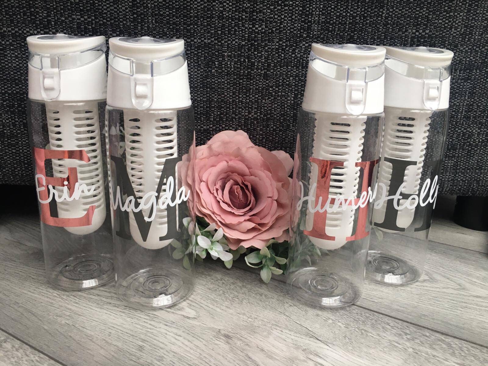 Personalised Water Bottle With Removable Fruit Infuser Flip up - Etsy UK