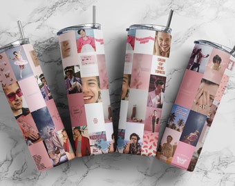 Harry styles   20 oz personalised  singer photo style  metal cup gift , skinny Tumbler, coffee straw Tumbler, white hot cup , Sublimation