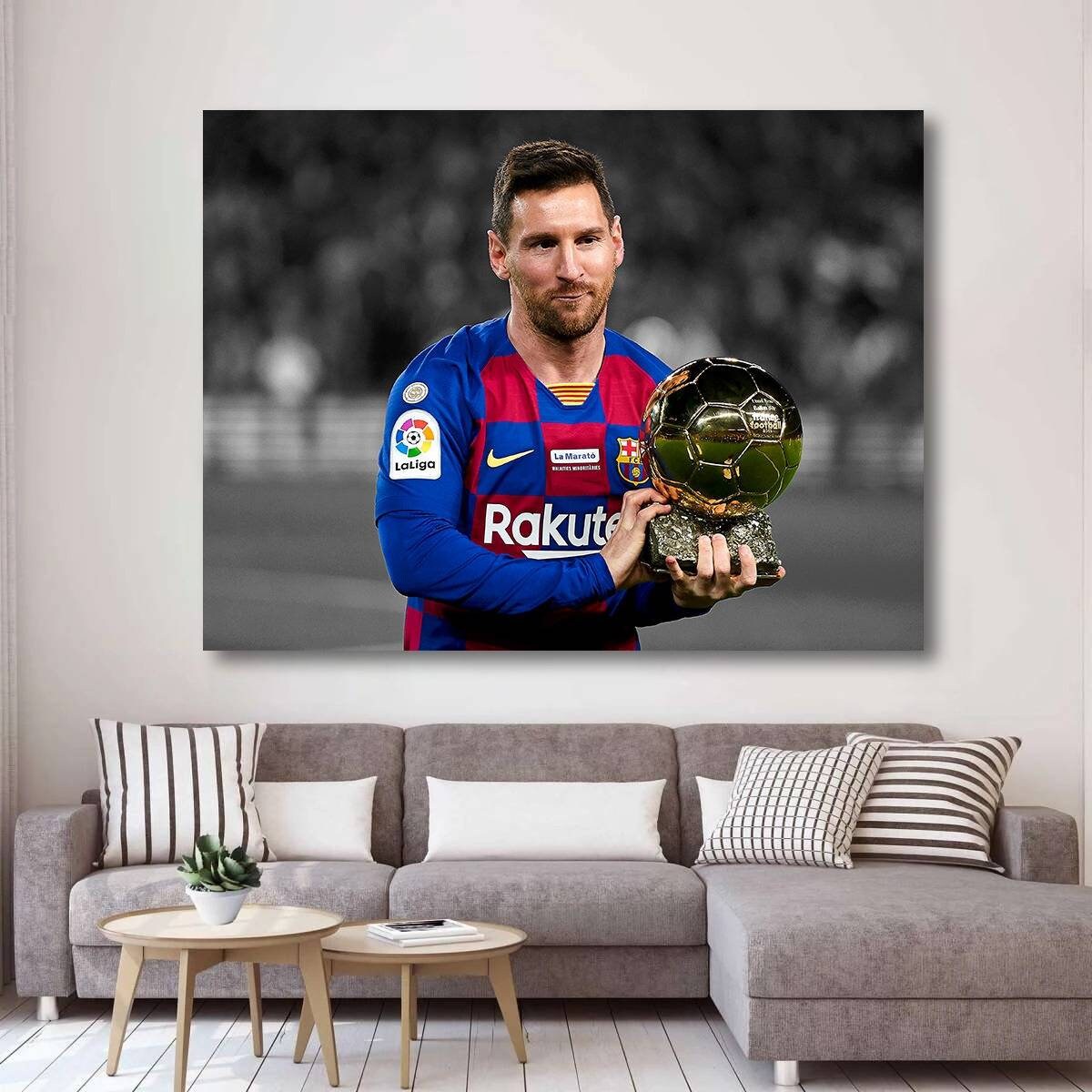 Lionel Messi Poster, Barcelona F.C, Soccer Canvas, Sports Canvas