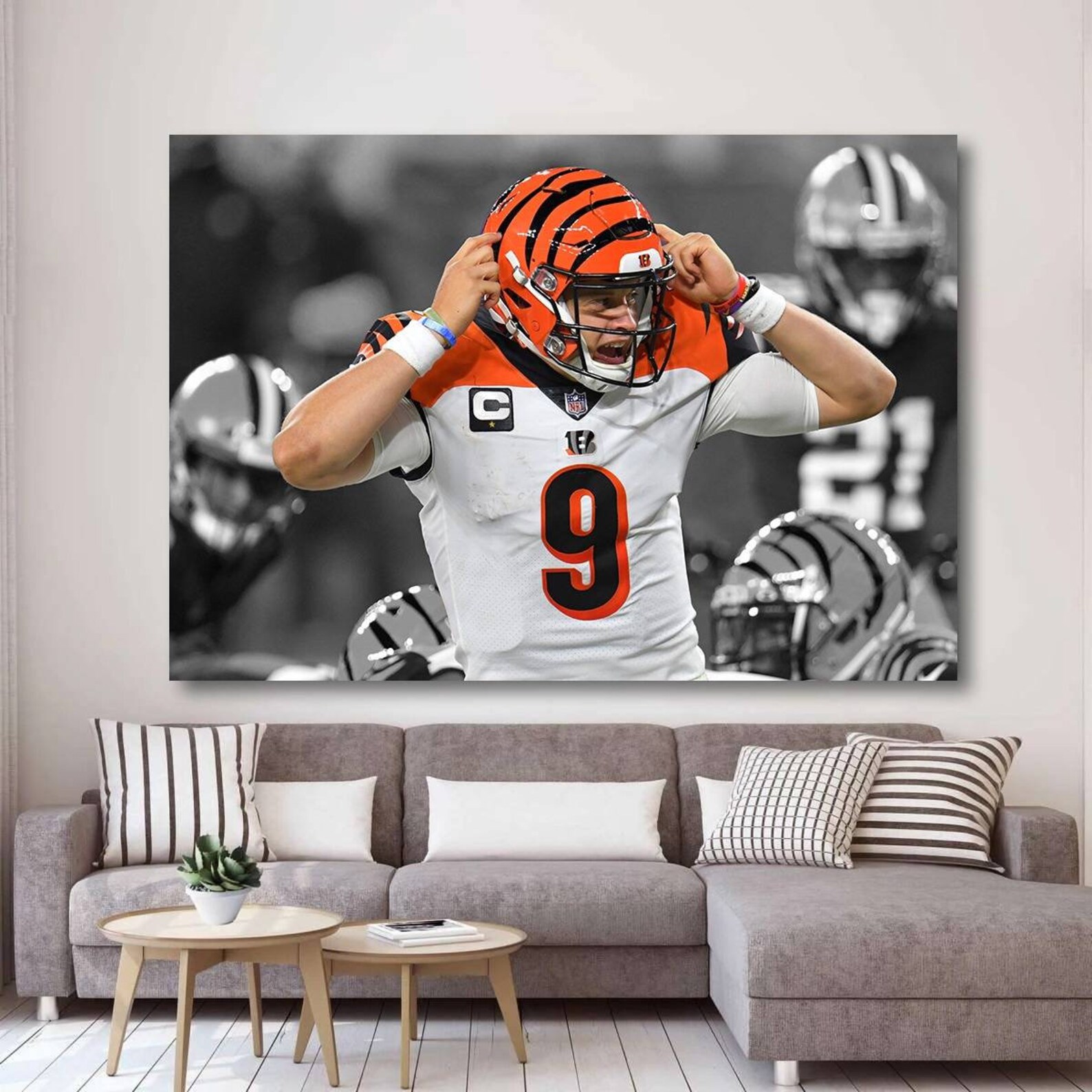 Joe Burrow canvas Sports canvas wall Art Ready to hang Etsy