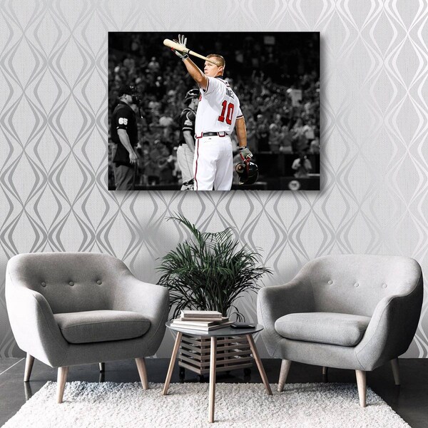 Chipper Jones canvas, baseball canvas, Sports canvas, baseball gift, Man Cave Art, Bar, study, playroom, home decor, baseball poster