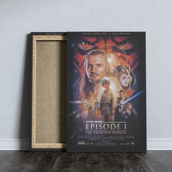 Star Wars Episode I The Phantom Menace poster Canvas Wall Art Ready to hang canvas Man Cave Art, Home Decor Canvas Wall Art Ready High quali