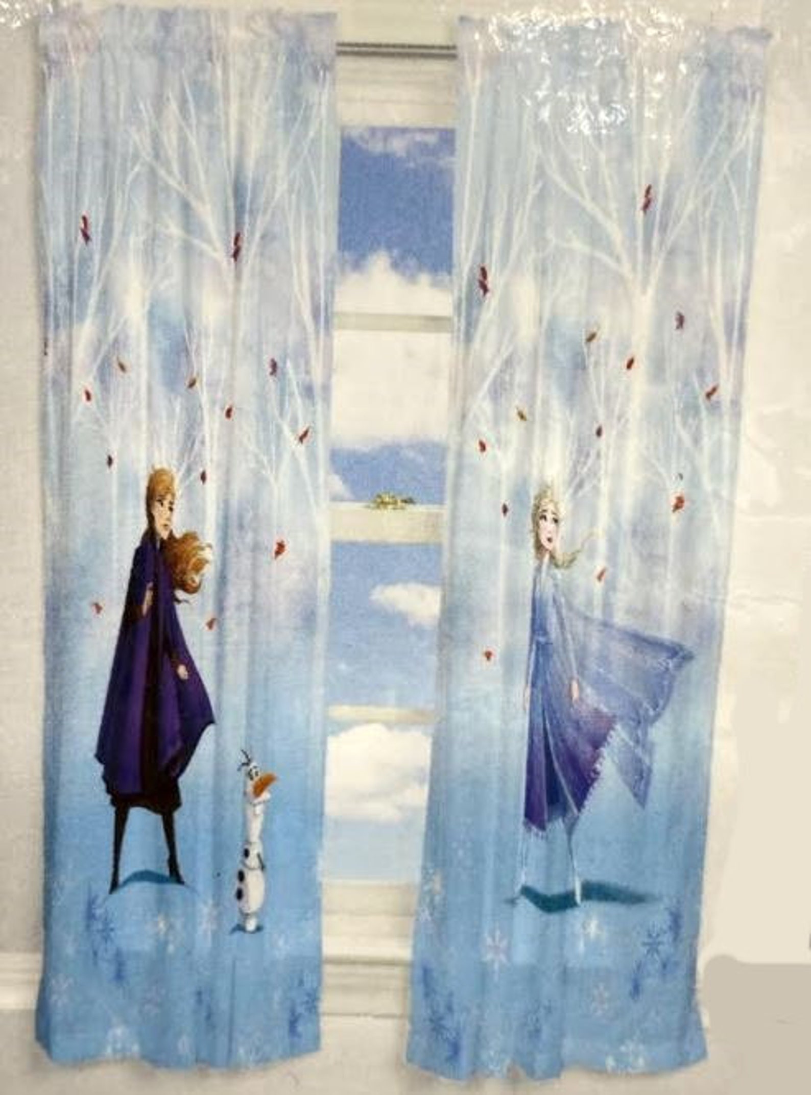Frozen Window Curtain Set 2 Pc Etsy