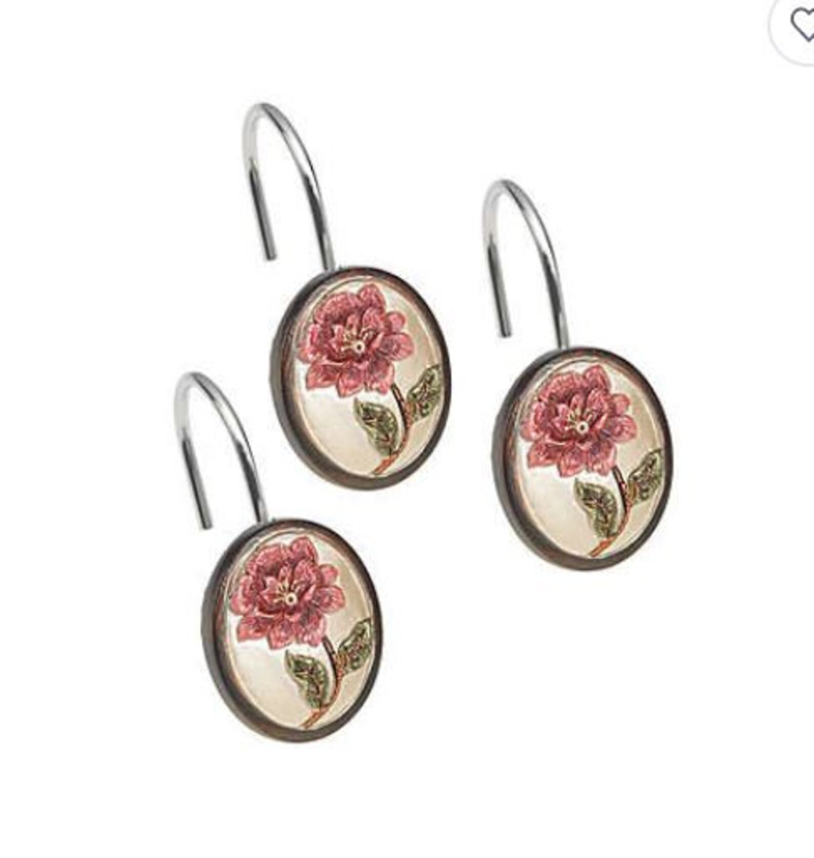 Roses Shower Curtain Hooks 12 Pc Steel Etsy
