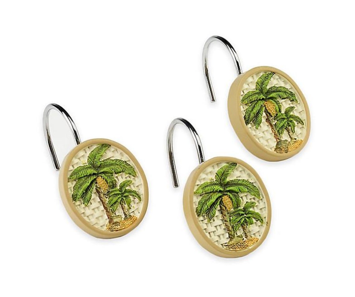 Tropical Palm Trees Shower Curtain Hooks 12 PC Etsy