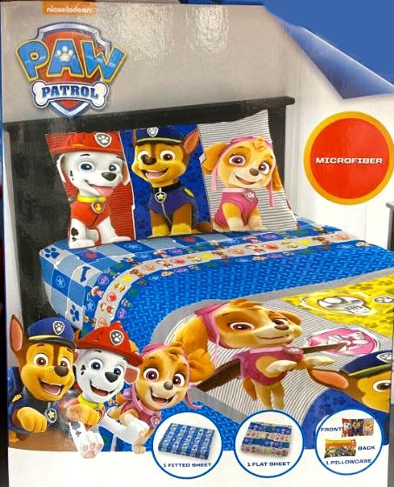Paw Patrol Twin Bed Sheet Set with Reversible Pillow case ...