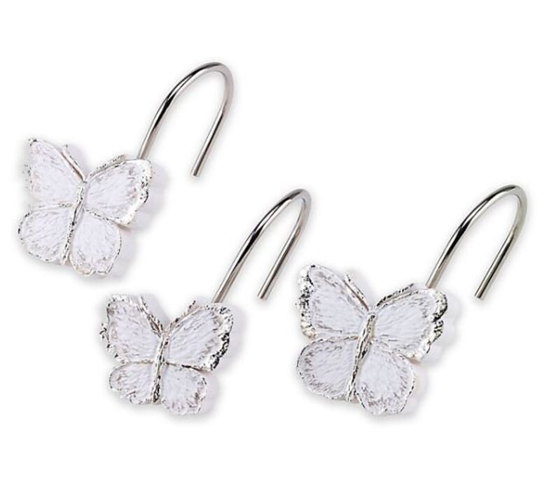 Silver Trimmed Butterfly Shower Curtain Hooks 12 Pc Etsy