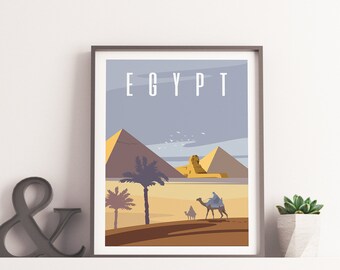 Egypt Travel Print Digital Download, Egypt Travel Poster, Retro Art Print, Modern Minimalist Print, Travel Poster Digital Download.
