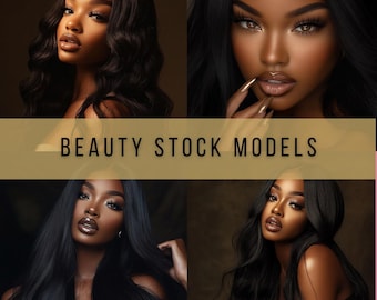 Hair Website Stock Photos, African American Beauty Model (Digital Download)