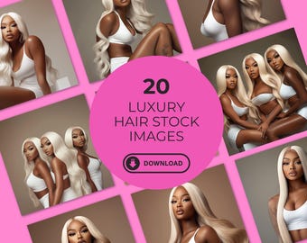 Blonde Wig Stock Photos, Luxury Hair Website Images (Digital Download)