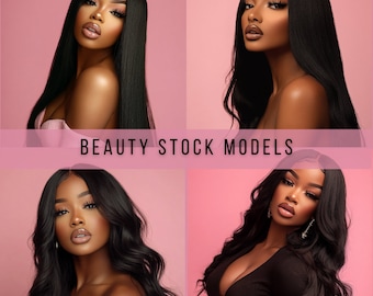 15 Hair Website Stock Photos, Pre Made, African American Beauty Model, Black Woman Stock Photos, Glam Pink Business, Hair Business, MUA