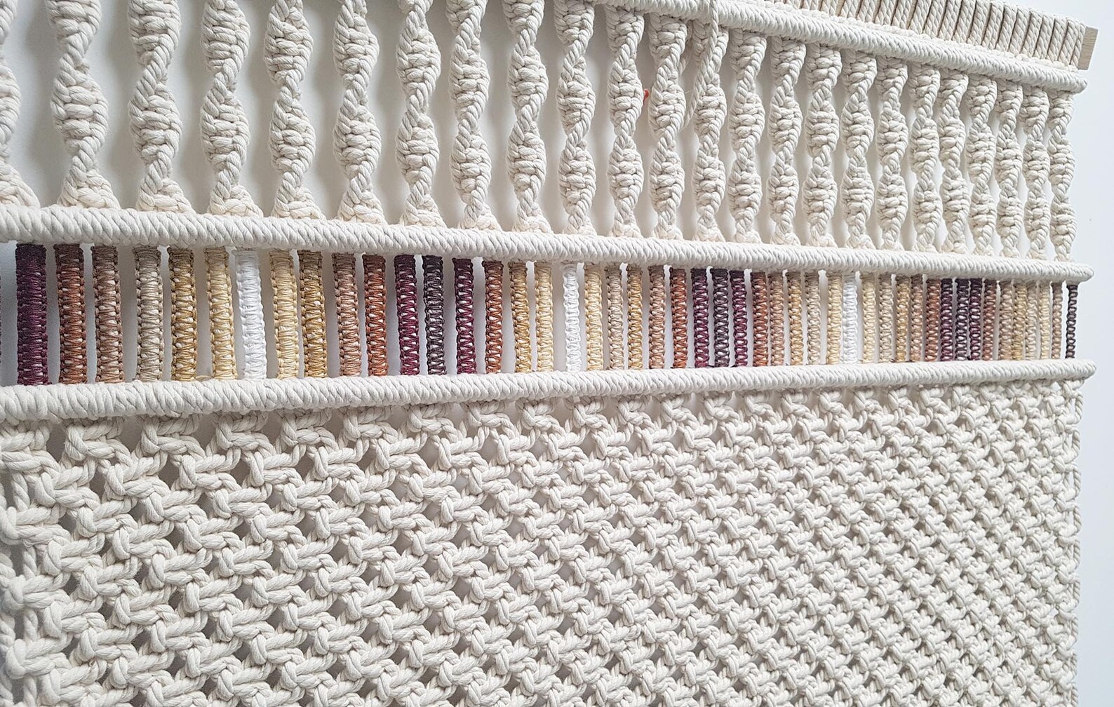 Unique Mixed-fiber Boho Macrame Wall Hanging Contemporary Fiber Art ...