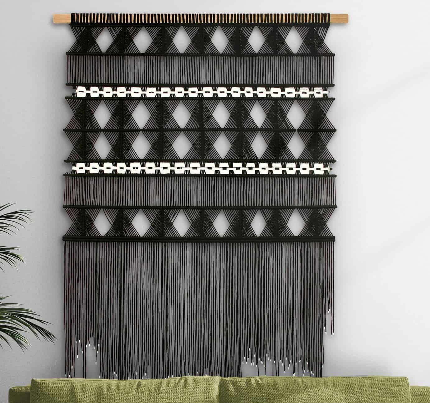 Black macrame wall hanging deals