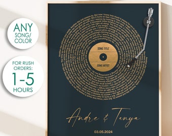 Póster con letras de canciones con cita y nombre personalizados, ilustración digital personalizada, regalo único y decoración de arte de pared moderno