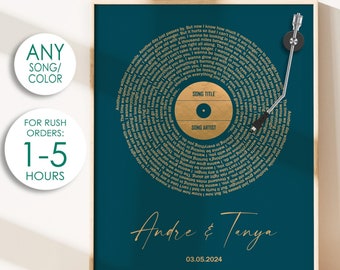 Póster con letras de canciones con cita y nombre personalizados, ilustración digital personalizada, regalo único y decoración de arte de pared moderno