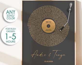 Letras de vinilo personalizadas para imprimir, póster musical personalizado, regalo musical personalizable, regalo de aniversario, regalo musical, canción de baile para bodas