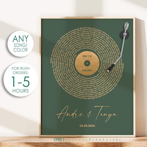 Letras de canciones personalizadas para imprimir, póster musical personalizado, regalo musical personalizable, póster con letras de vinilo, regalo de aniversario de bodas