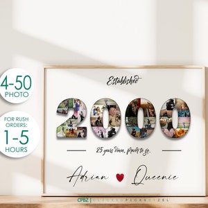 Regali per il 25° anniversario per il marito, regalo per il 25° anniversario d'argento, regalo per il 25° anniversario per la moglie, anniversario dei genitori, collage per il 25° anniversario