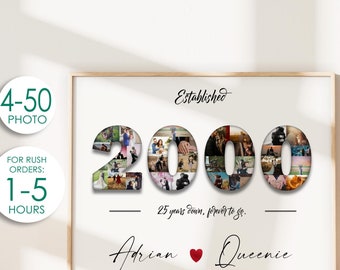 Regalos del 25.° aniversario para el esposo, regalo del aniversario de plata, regalo del 25.° aniversario para el aniversario de los padres de la esposa, collage del 25.° aniversario