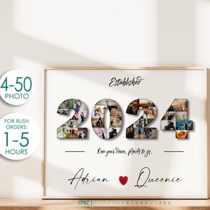 Collage fotografico personalizzato, regali per il primo anniversario per il fidanzato, regalo per il primo anniversario per il marito, il nostro primo anno insieme, regalo per lui