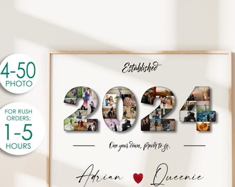 Collage de fotos personalizado, regalos de aniversario de un año para novio, regalo de primer aniversario para esposo, nuestro primer año juntos, regalo para él