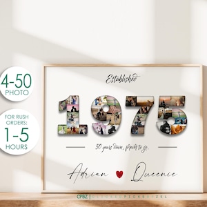 50th Anniversary Gift for Parents, Golden Anniversary Gifts, Number 50 Photo Collage, 50 Years of Marriage, Parents Anniversary Gift