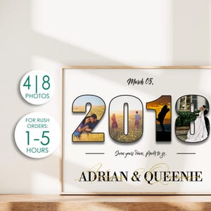 Benutzerdefinierte 7 Jahre Jubiläum Geschenk für Frau | Personalisierte 7. Jahrestag Geschenk für Ehemann | Zahl Fotocollage | Collage zum siebten Jahrestag