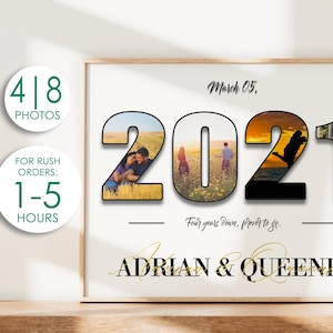 Custom 4th Anniversary Gift Collage, Fourth Anniversary Gift for Husband, Linen Anniversary Gift, 4th Wedding Gift for Wife, Number Collage