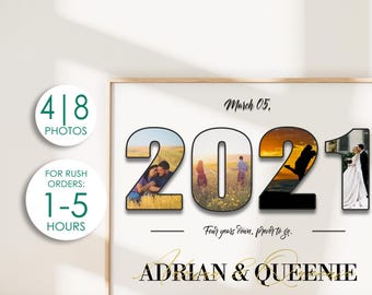 Collage personalizado de fotos con números, regalo para el 4.º aniversario (producto digital)