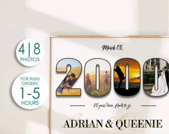 Collage de fotos para el 25.º aniversario, arte numérico personalizado (producto digital)