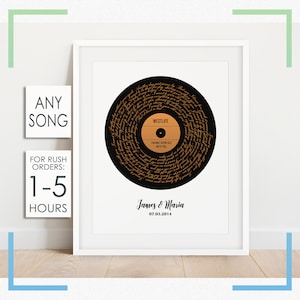 Regalo di anniversario di 2 anni per lui, regalo personalizzato per il secondo anniversario per il marito, regalo di anniversario di 2 anni per il fidanzato, testo della canzone