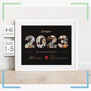 Regali di anniversario personalizzati per fidanzato, regalo di anniversario di 1 anno per marito, collage del numero uno, regali di anniversario di un anno, per fidanzata