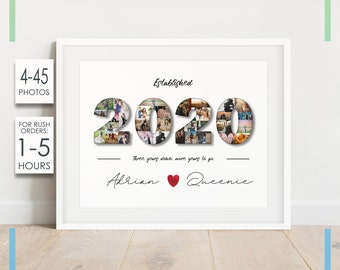 Custom 4th Anniversary Photo Collage Gift, Linen Anniversary Gifts, Fourth Anniversary Gift for Husband, 4th Wedding Gift for Wife