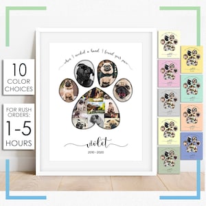 Personalized Paw Print Collage for Pet, Custom Photo Collage for Dog, Dog Lover Gift, Pet Collage Portrait, Dog Mom Gift, Pet Memorial