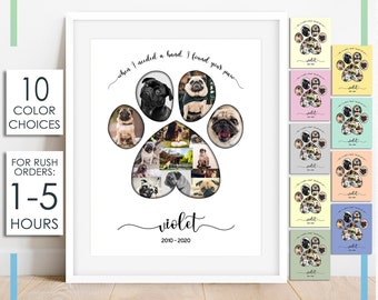 Personalized Paw Print Collage for Pet, Custom Photo Collage for Dog, Dog Lover Gift, Pet Collage Portrait, Dog Mom Gift, Pet Memorial