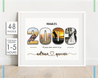 20th Anniversary Gift Ideas, Twenty Year Wedding Anniversary Gifts, Number Photo Collage, Platinum Anniversary Gift for Husband