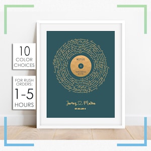 Song Lyrics Wall Art, First Dance Lyrics Art, 1st Anniversary Gift for Husband, Wedding Song Lyric Printable, Paper Wedding Gift for Wife
