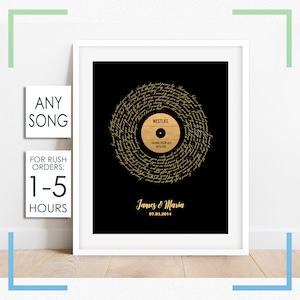 Custom Gold Record, Vinyl Record Song Lyrics Printable, Personalized Anniversary Gift for Couple, First Dance Song Lyrics Record Wall Art